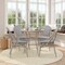 Flash Furniture Marseille French Bistro 31.5in. Table, Blk/Wht Textilene, Glss Top w/4 Stack Chairs - Light Natural SDA-AD641011-80-4107-BLKWH-LTNAT-GG - alternate 1